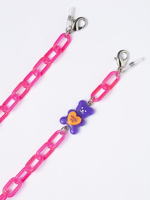 MY TeddyBear Mask + Eyeglasses Chain - neonpink