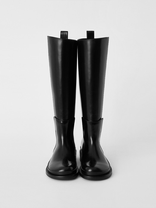 21FW ROUND TOE LONG BOOTS - BLACK