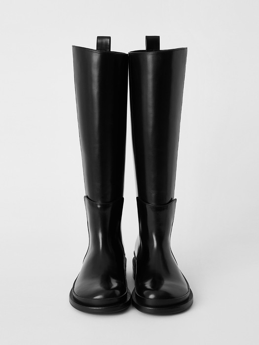 21FW ROUND TOE LONG BOOTS - BLACK