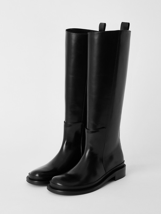 21FW ROUND TOE LONG BOOTS - BLACK