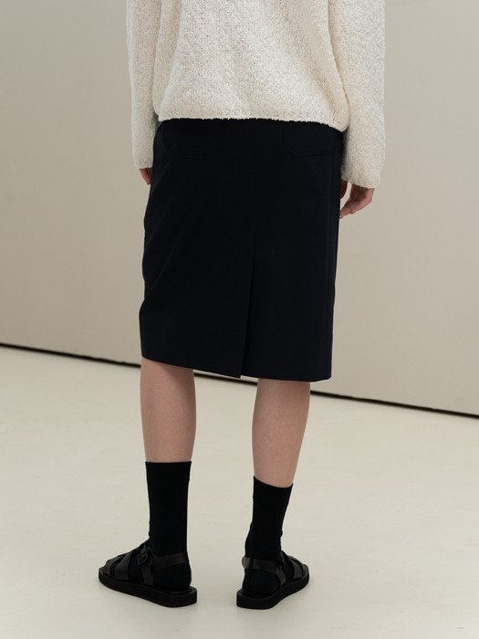 Out Pocket Stitch Skirt [Navy]