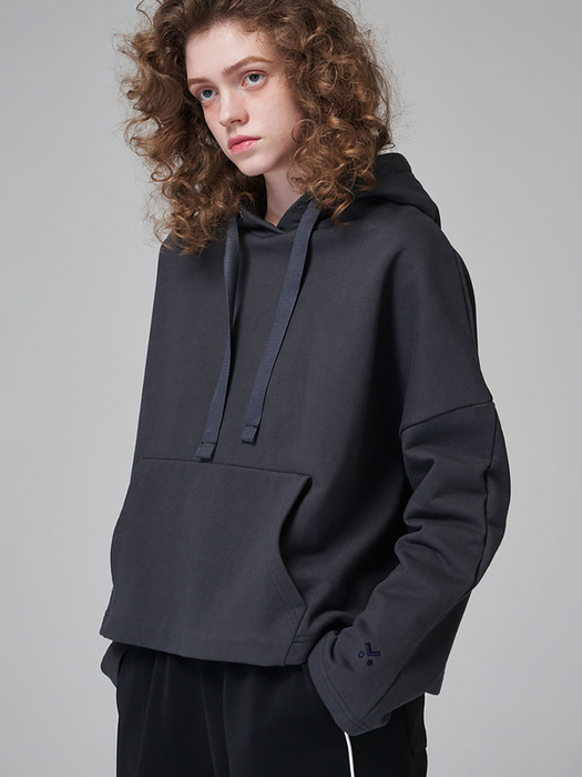 5401 후드 오버핏 크롭 스웨트셔츠 (진그레이)