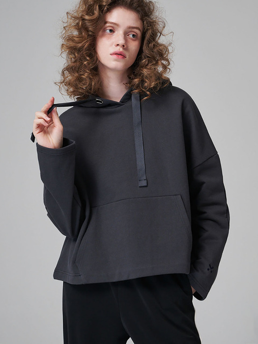 5401 후드 오버핏 크롭 스웨트셔츠 (진그레이)