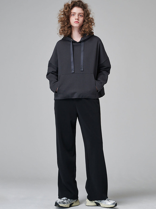 5401 후드 오버핏 크롭 스웨트셔츠 (진그레이)