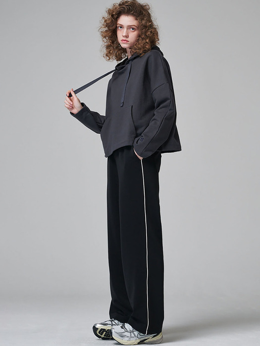 5401 후드 오버핏 크롭 스웨트셔츠 (진그레이)