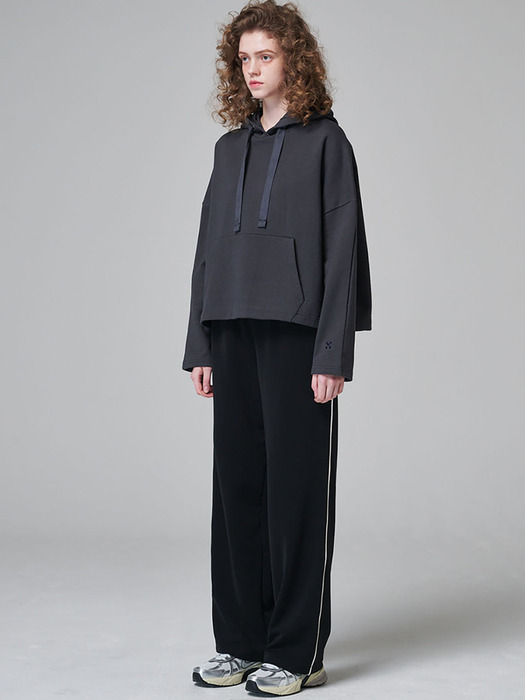 5401 후드 오버핏 크롭 스웨트셔츠 (진그레이)