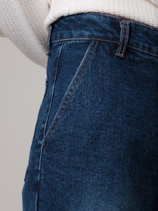 WIDE WASHED DENIM JEANS [BLUE]