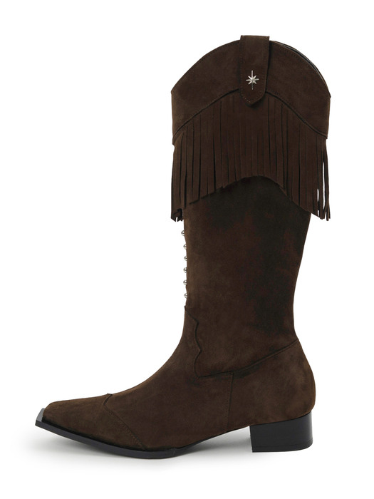 Suede fringe boots (choco)
