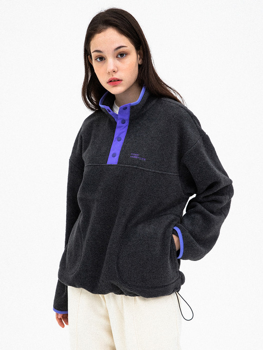 POINT FLEECE SNAP PULLOVER_CHARCOAL