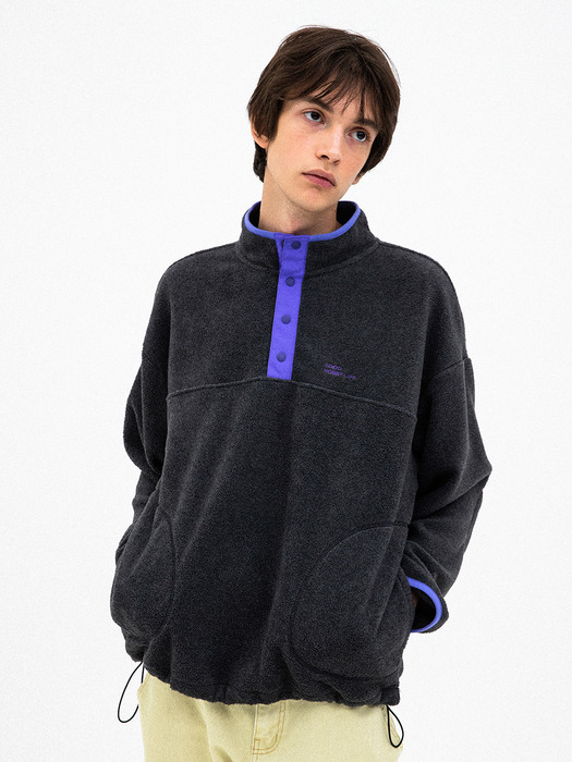 POINT FLEECE SNAP PULLOVER_CHARCOAL