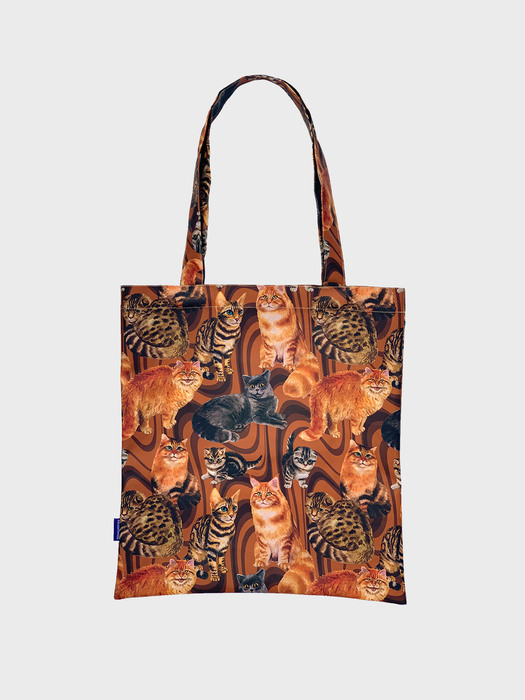 Cats Swiring Shopper Bag - Brown