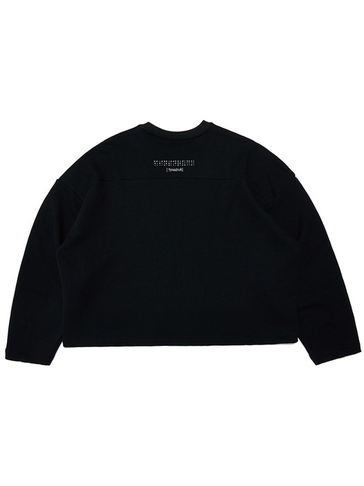 COTTON EMBROIDERY OVERSIZED SWEAT CROPPED TOP(Black)