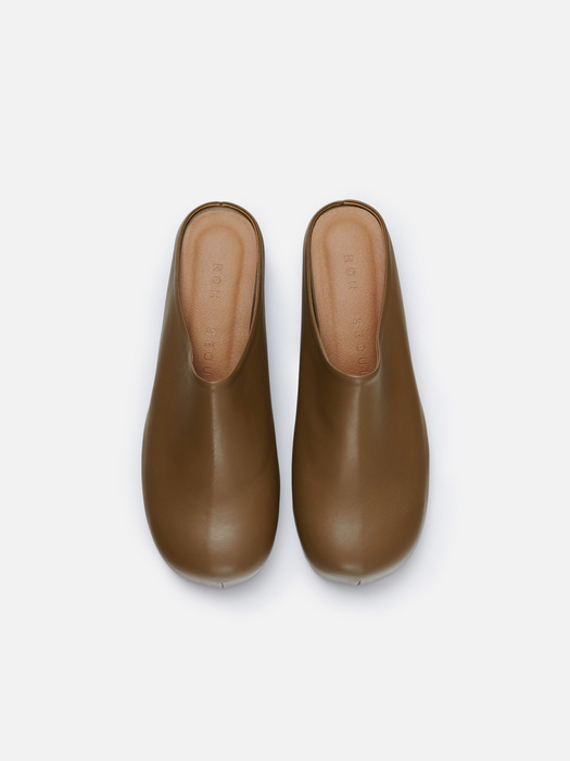 Round platform clogs Leather Brown