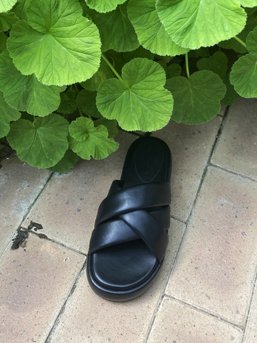 Sia Flatform Sandals Leather Black