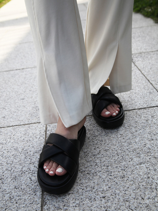 Sia Flatform Sandals Leather Black