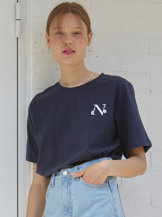 Silhouette Back Point T-shirt - Navy