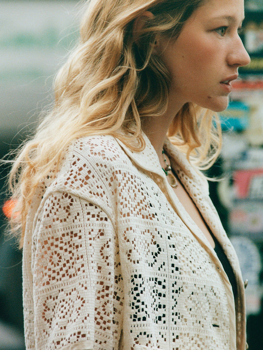 Lace Half Sleeve Jacket in Ivory VW2MJ188-03