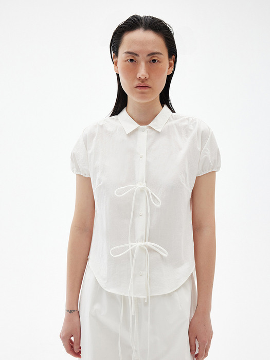 KNOTED BLOUSE _ O/WHITE