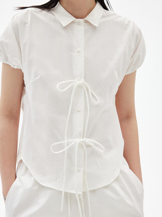 KNOTED BLOUSE _ O/WHITE