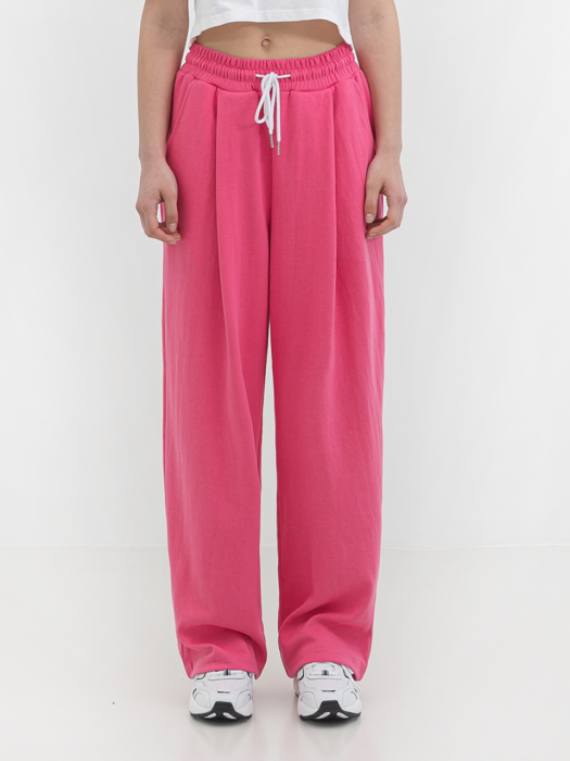 P004 BANDING ONE TUCK SWEAT PANTS_PINK