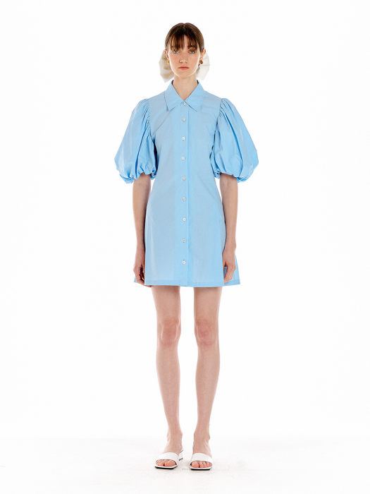 UMBRIA Mini Shirt Dress - Light Blue