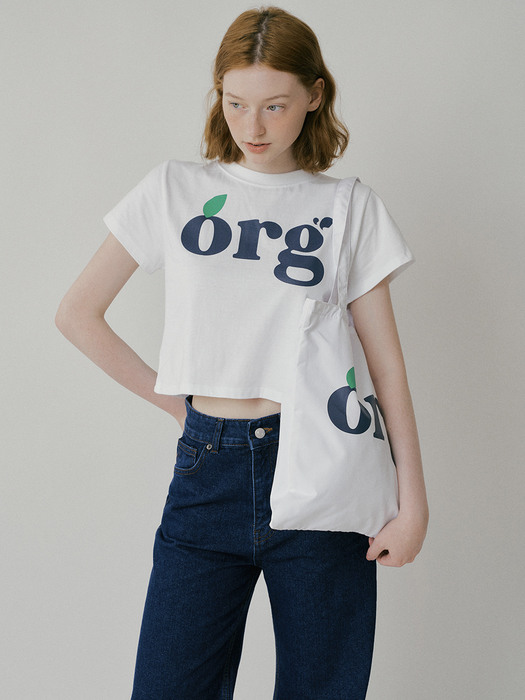 ORG CROP PRINTING T-SHIRTS WHITE