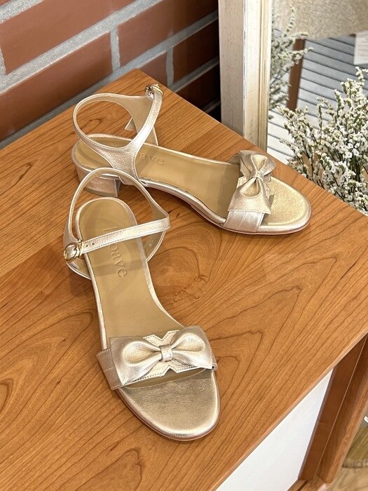 Blair Ribbon Sandals (3cm)  - Champagne Gold