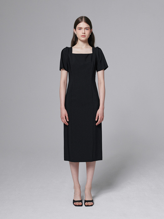 Square neck dress - Black