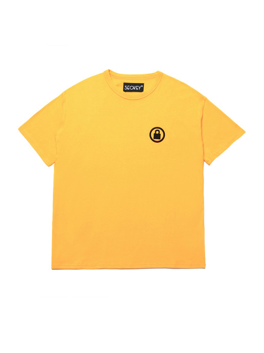 22S/S 패드록 시그니처 자수 반팔 티셔츠(옐로우/블랙)(남녀공용)
