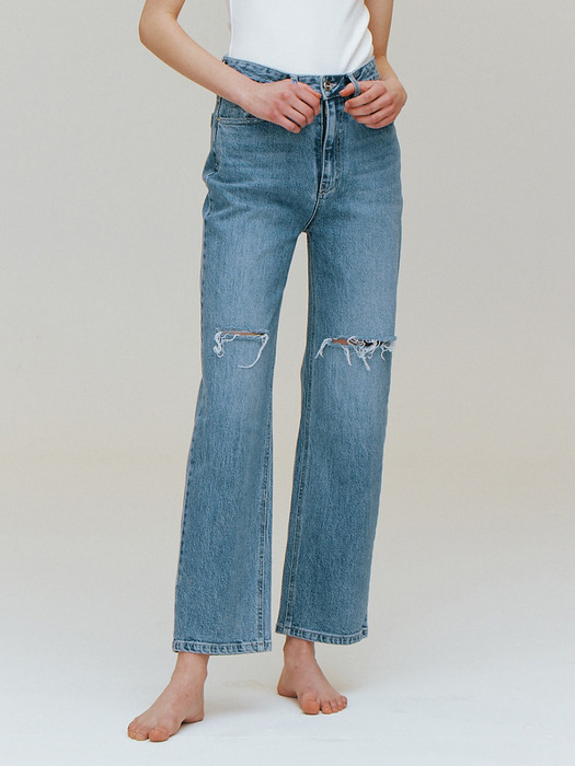 High-rise Semiwide destroyed jeans
