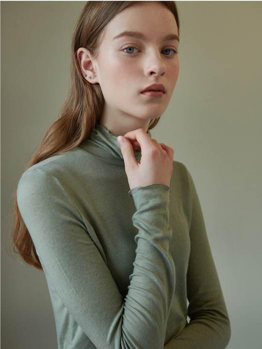 WOOL SPAN TURTLENECK_ASH MINT