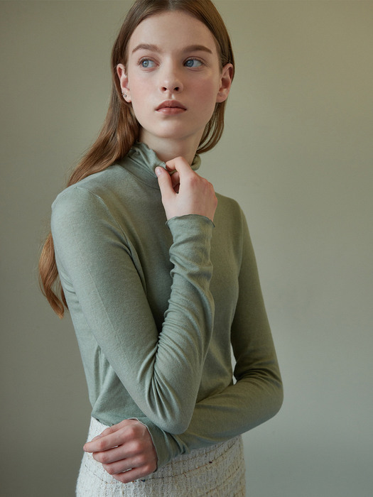 WOOL SPAN TURTLENECK_ASH MINT