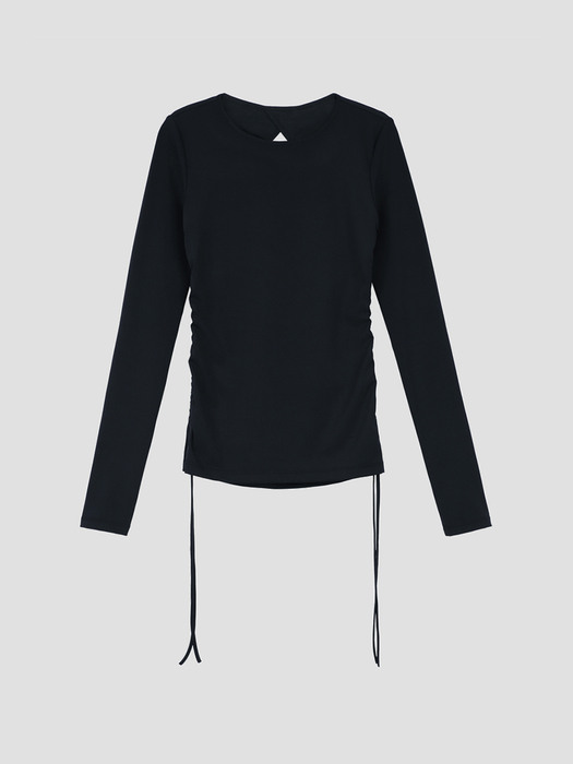 [22FW] Side String Point T-shirt - Black