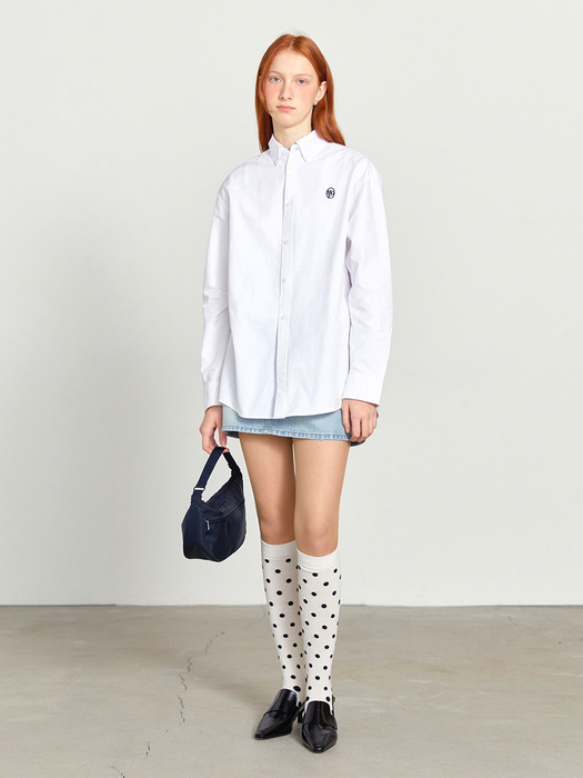 EMBROIDERY OXFORD SHIRT white