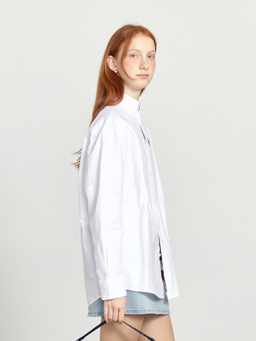 EMBROIDERY OXFORD SHIRT white