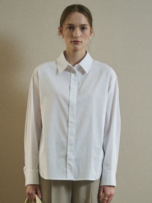 STITCH LOGO BASIC SHIRTS_WHITE