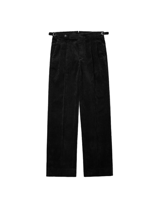 Reve Corduroy Two Pleated Trousers (Black)