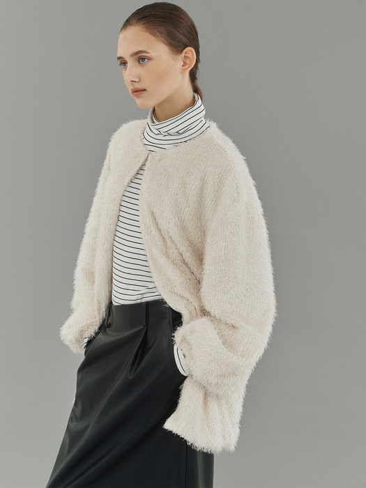 shaggy cardigan (cream)