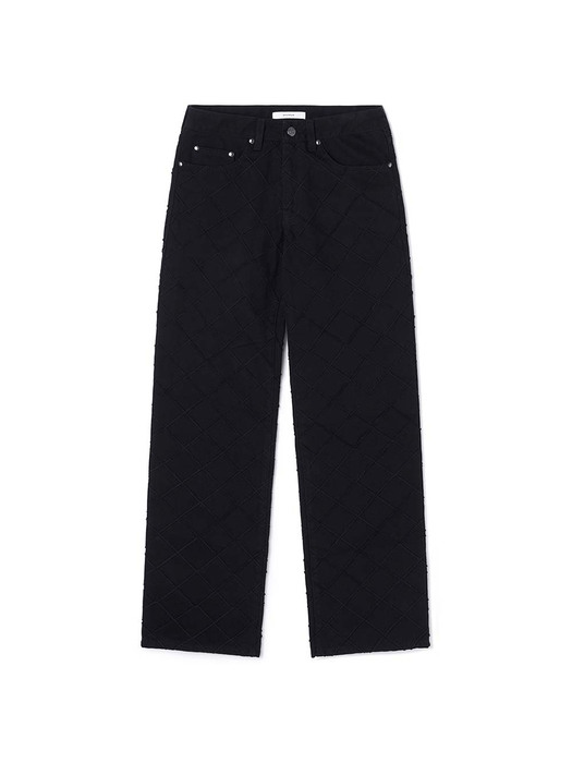 For men, Check Embroidery Jean / Black