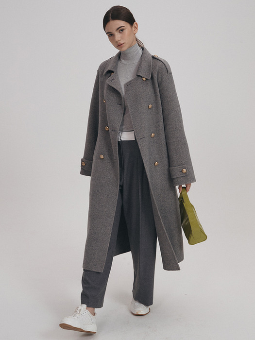 Handmade Wool Herringbone Coat [Grey]