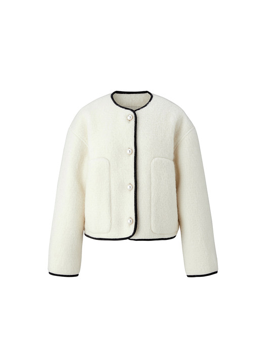 Trimming wool jacket - Ivory
