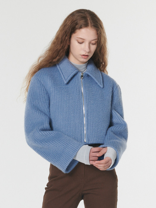 Cozy wool zipup jacket - Sky blue