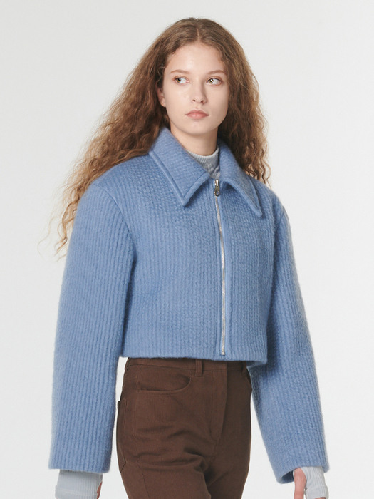 Cozy wool zipup jacket - Sky blue