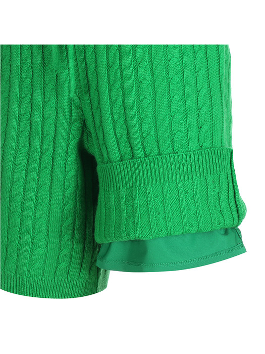 cable wool cash knit pants _green