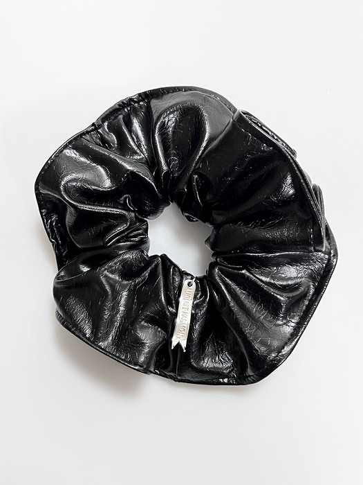 Crinkle Leather Scrunchie [3color]