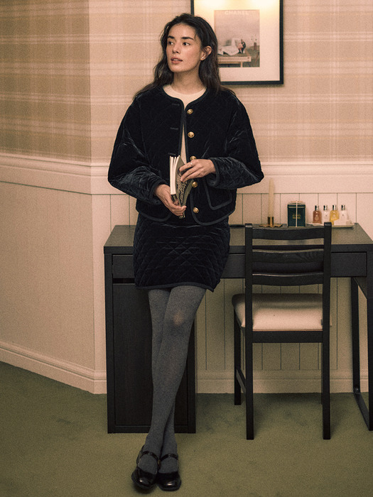 Velvet Quilting Skirt_Black