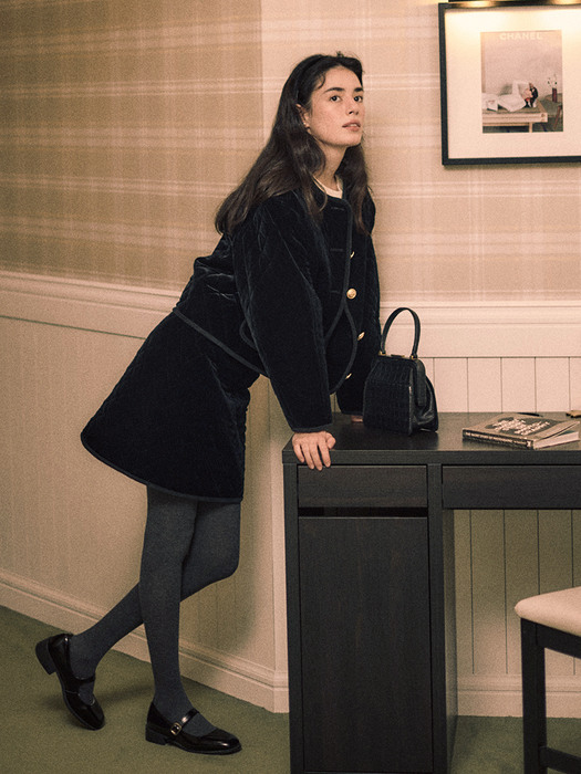 Velvet Quilting Skirt_Black
