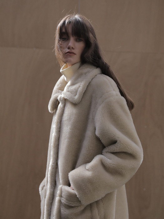 Chester Wool Fur Coat_Cream Ivory