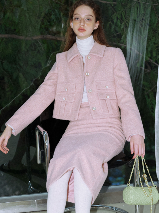 Cest_Light pink fragrant mid-length skirt and jacket set_LIGHT PINK