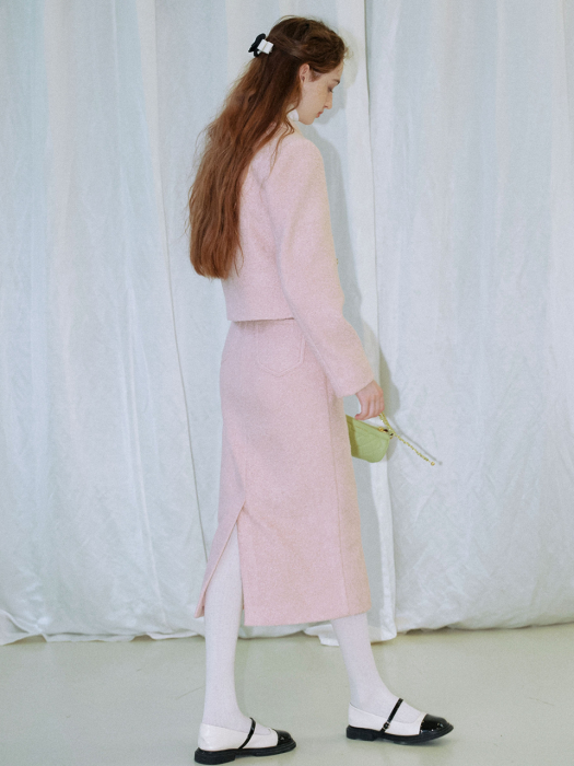 Cest_Light pink fragrant mid-length skirt and jacket set_LIGHT PINK